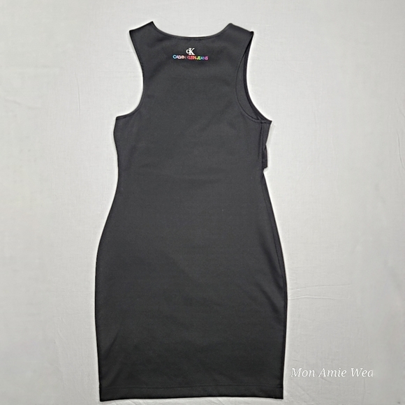 Calvin Klein Jeans PRIDE MILANO Under Bust Cut-Out Jersey Dress Size Small Black - Picture 4 of 5